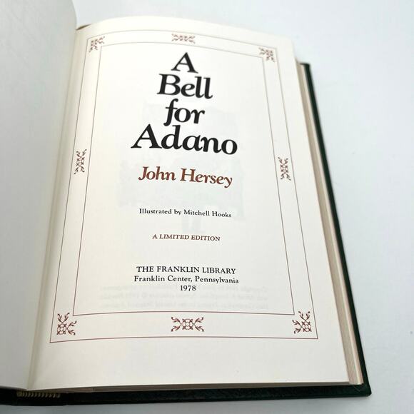SIGNED A Bell for Adano by John Hersey Leather Patriotism Humanity. - Picture 12 of 14
